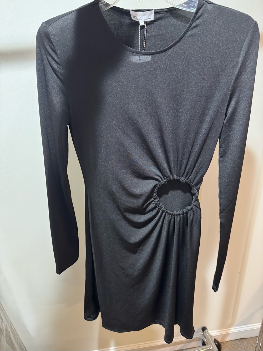 WeWoreWhat Black Long-Sleeve Mini Dress with Side Cutout
